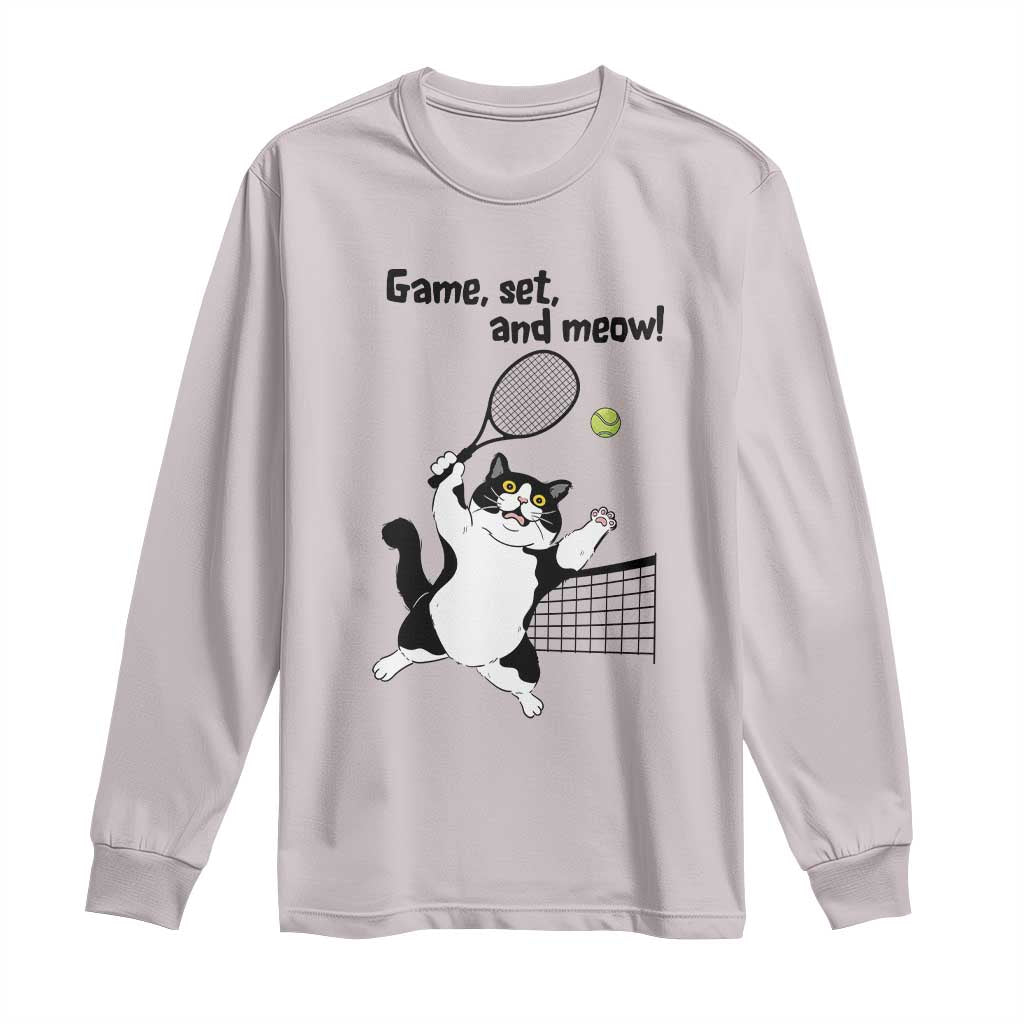 Funny Chubby Cat Tennis Long Sleeve Shirt Game Set And Meow - undefined