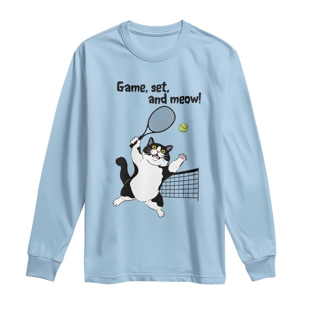Funny Chubby Cat Tennis Long Sleeve Shirt Game Set And Meow - undefined