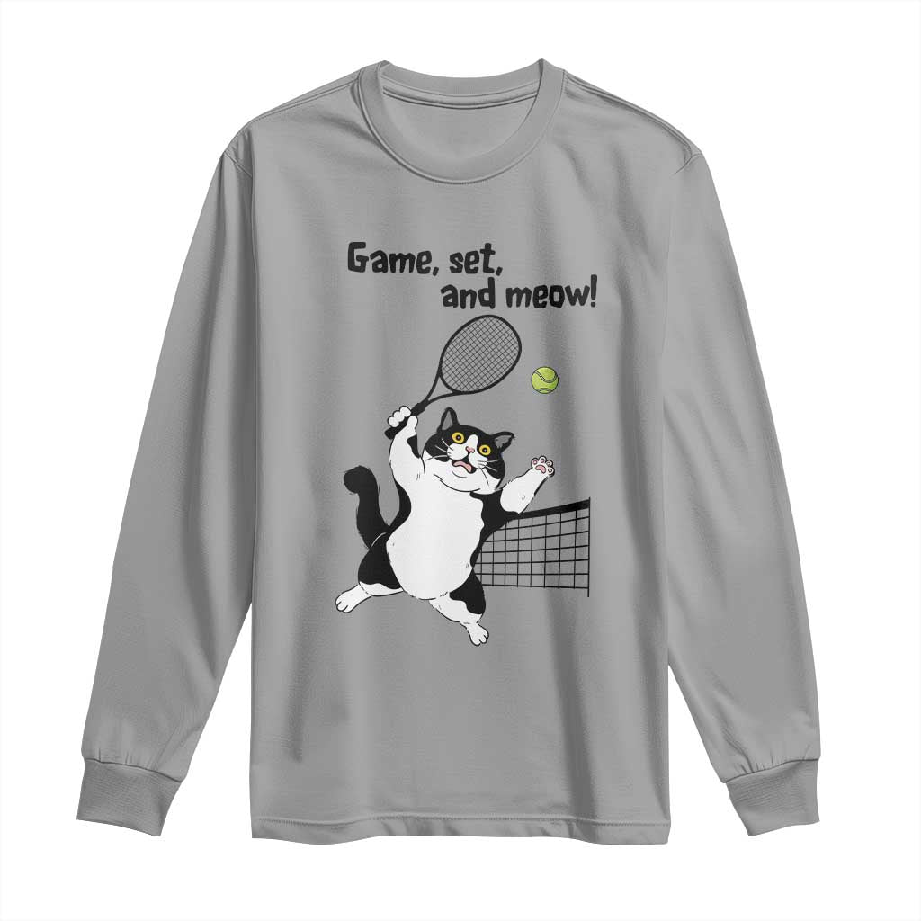 Funny Chubby Cat Tennis Long Sleeve Shirt Game Set And Meow - undefined