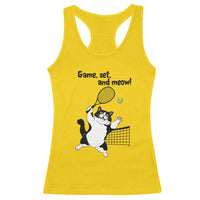 Funny Chubby Cat Tennis Racerback Tank Top Game Set And Meow - Wonder Print Shop
