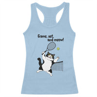 Funny Chubby Cat Tennis Racerback Tank Top Game Set And Meow - Wonder Print Shop