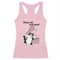 Funny Chubby Cat Tennis Racerback Tank Top Game Set And Meow - Wonder Print Shop