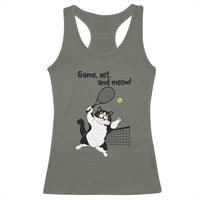 Funny Chubby Cat Tennis Racerback Tank Top Game Set And Meow - Wonder Print Shop