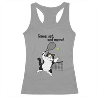 Funny Chubby Cat Tennis Racerback Tank Top Game Set And Meow - Wonder Print Shop