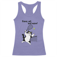 Funny Chubby Cat Tennis Racerback Tank Top Game Set And Meow - Wonder Print Shop