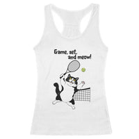 Funny Chubby Cat Tennis Racerback Tank Top Game Set And Meow - Wonder Print Shop