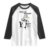 Funny Chubby Cat Tennis Raglan Shirt Game Set And Meow - Wonder Print Shop