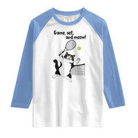 Funny Chubby Cat Tennis Raglan Shirt Game Set And Meow - Wonder Print Shop