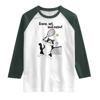 Funny Chubby Cat Tennis Raglan Shirt Game Set And Meow - Wonder Print Shop