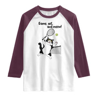 Funny Chubby Cat Tennis Raglan Shirt Game Set And Meow - Wonder Print Shop