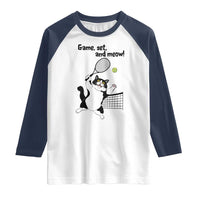 Funny Chubby Cat Tennis Raglan Shirt Game Set And Meow - Wonder Print Shop