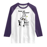Funny Chubby Cat Tennis Raglan Shirt Game Set And Meow - Wonder Print Shop