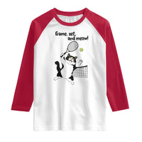 Funny Chubby Cat Tennis Raglan Shirt Game Set And Meow - Wonder Print Shop