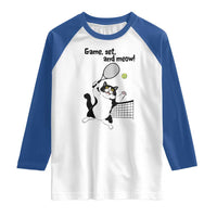Funny Chubby Cat Tennis Raglan Shirt Game Set And Meow - Wonder Print Shop