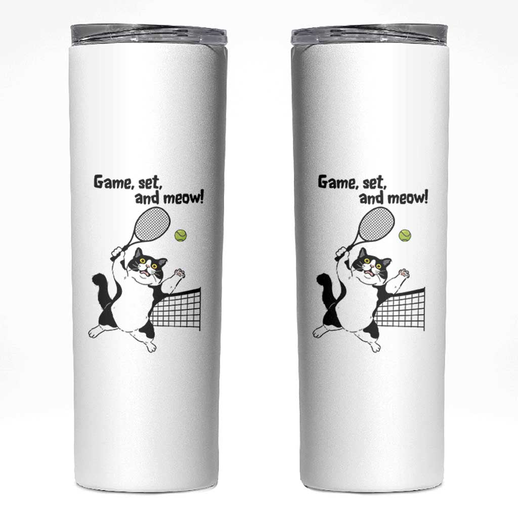 Funny Chubby Cat Tennis Skinny Tumbler Game Set And Meow - Wonder Print Shop