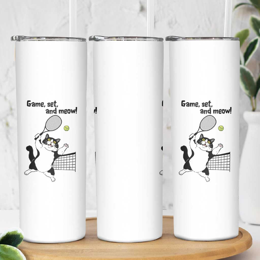 Funny Chubby Cat Tennis Skinny Tumbler Game Set And Meow - Wonder Print Shop