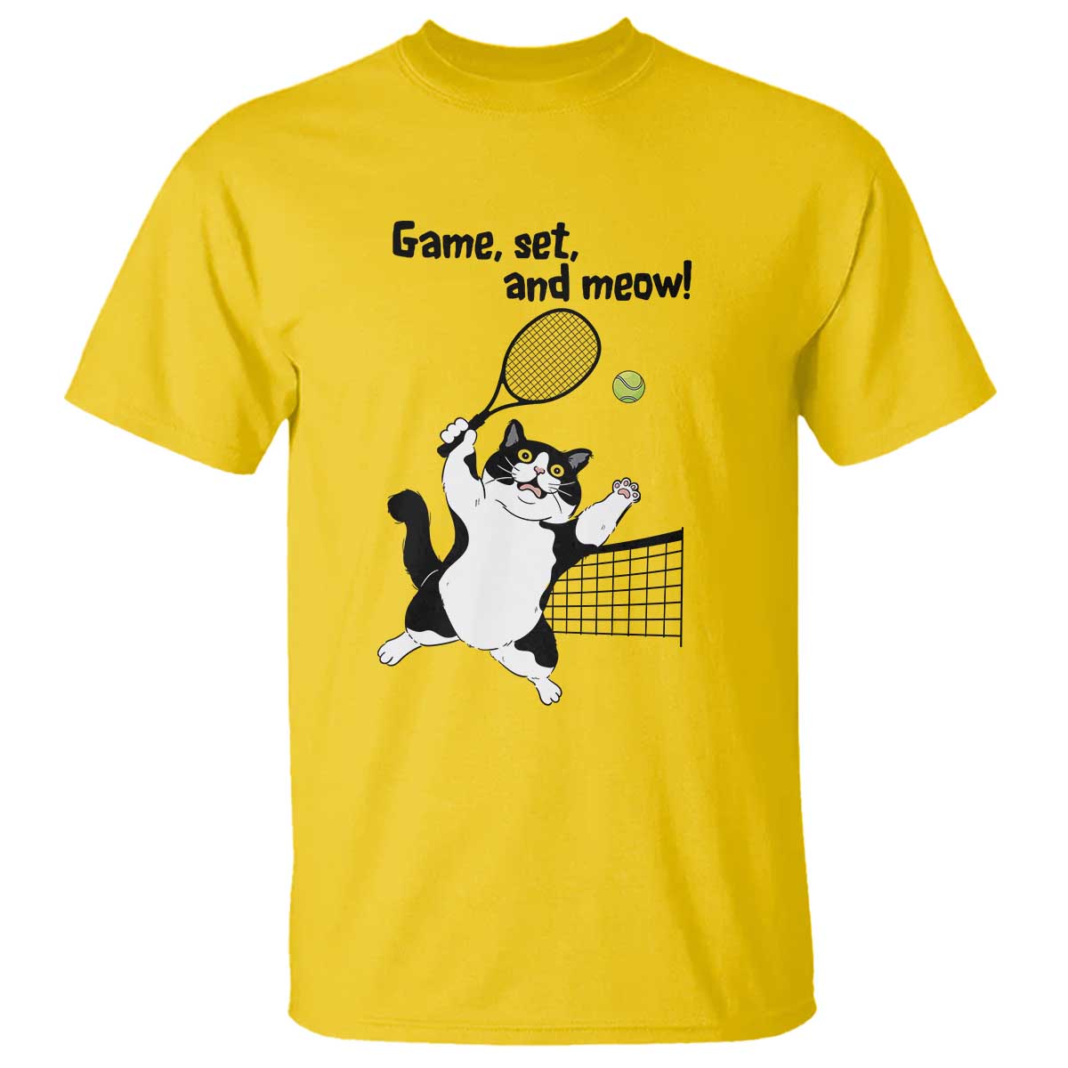 Funny Chubby Cat Tennis T Shirt Game Set And Meow - Wonder Print Shop