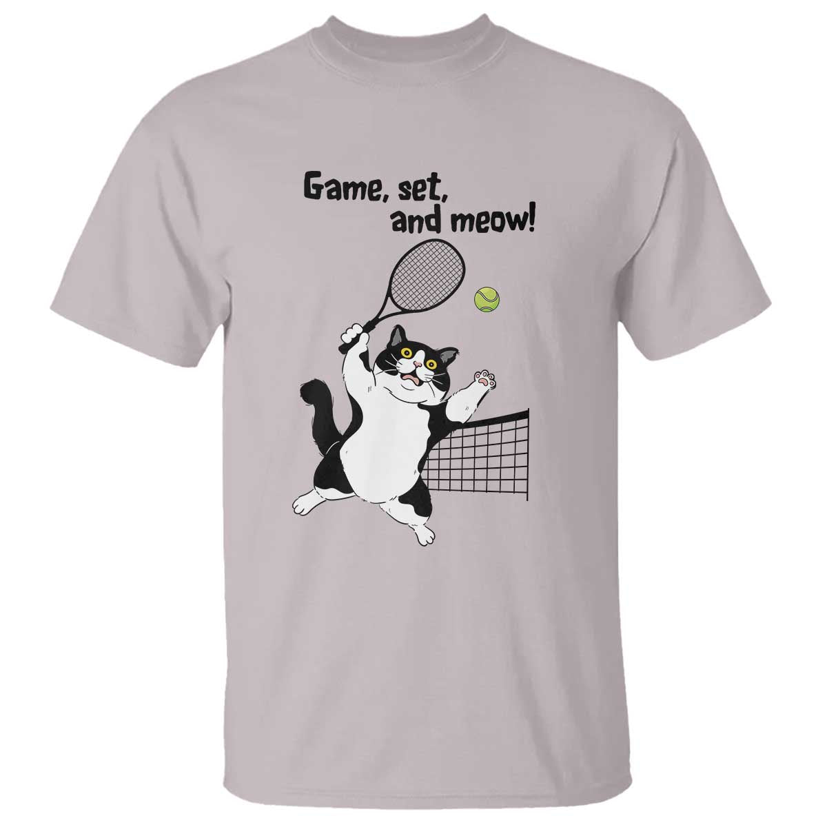 Funny Chubby Cat Tennis T Shirt Game Set And Meow - Wonder Print Shop