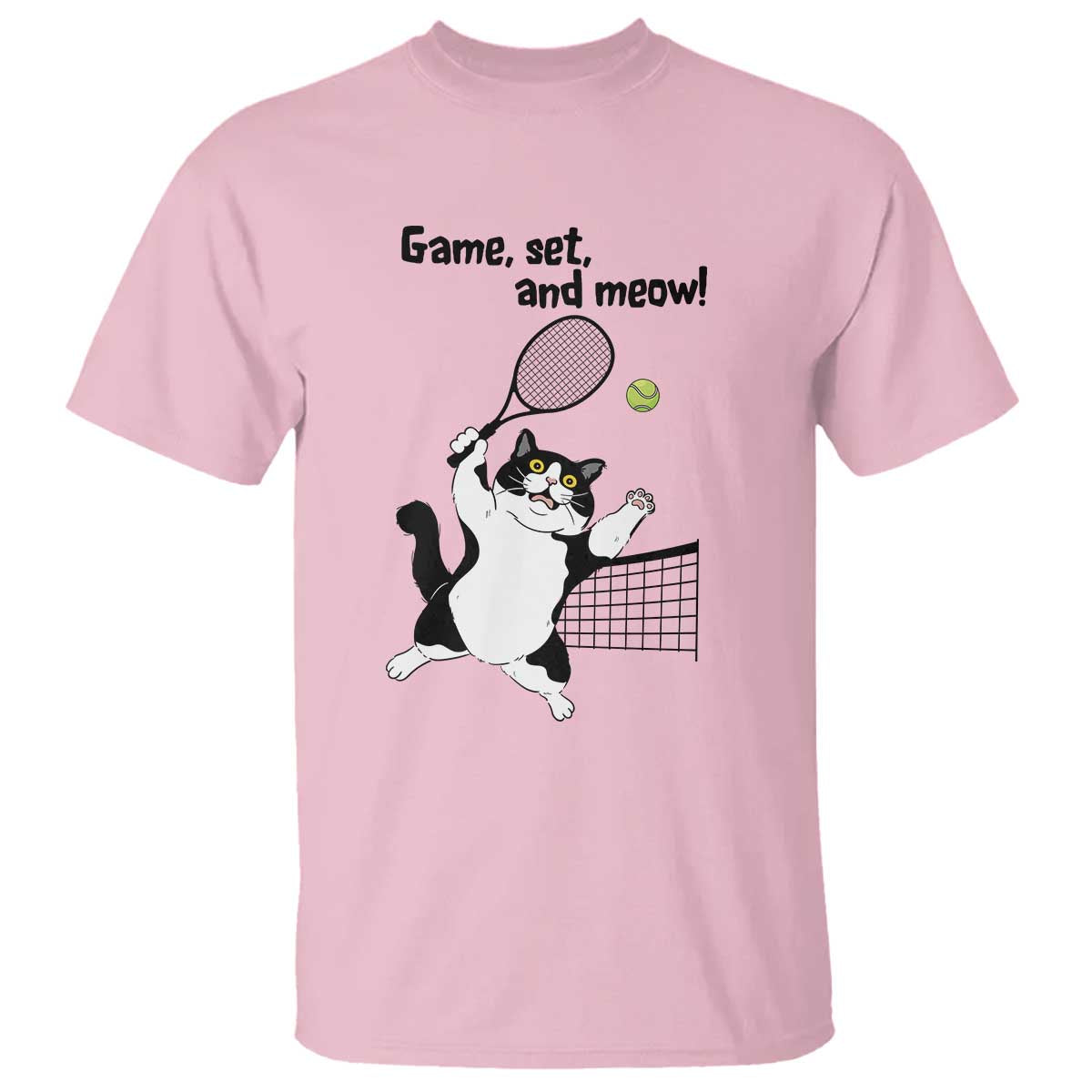 Funny Chubby Cat Tennis T Shirt Game Set And Meow - Wonder Print Shop