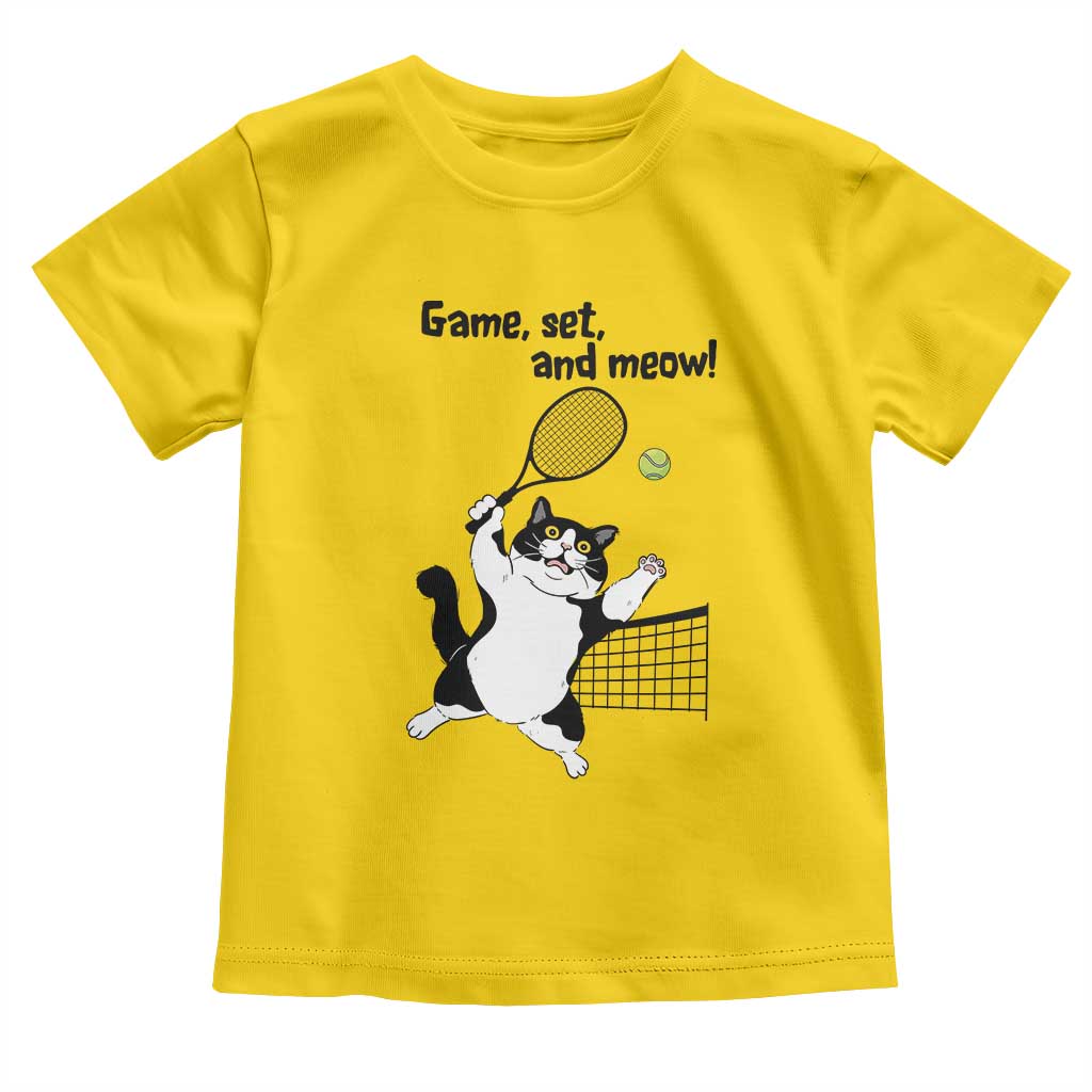 Funny Chubby Cat Tennis Toddler T Shirt Game Set And Meow - undefined