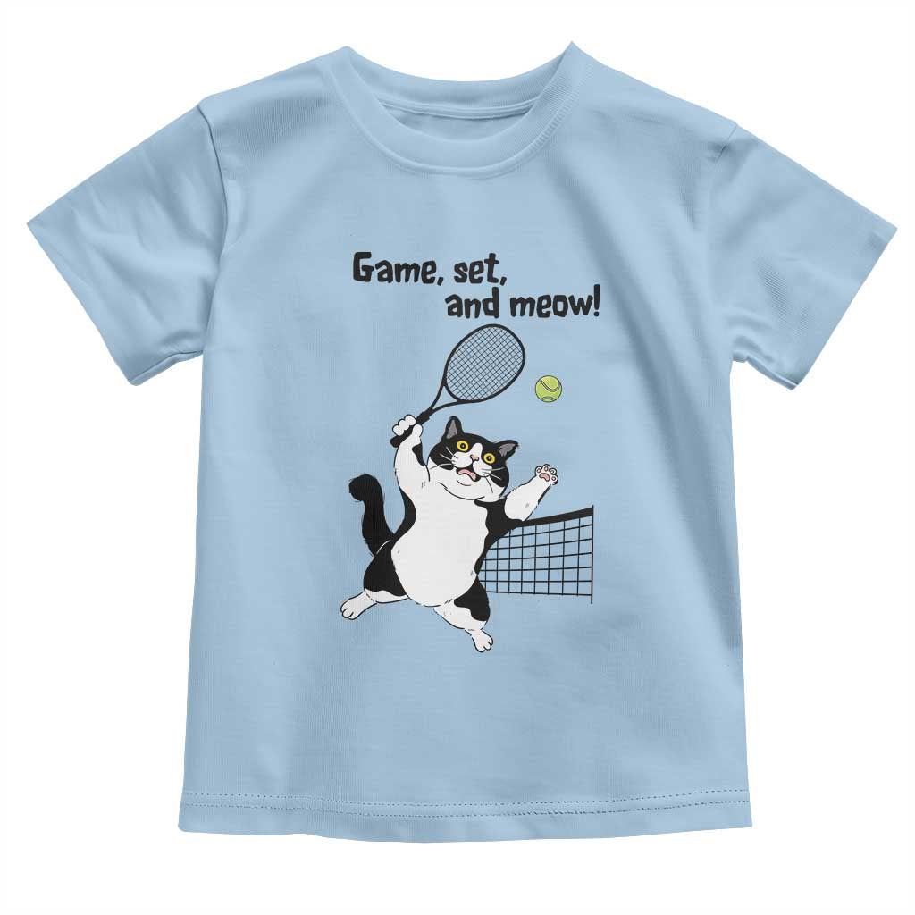 Funny Chubby Cat Tennis Toddler T Shirt Game Set And Meow - undefined