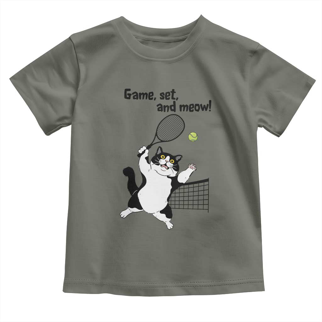 Funny Chubby Cat Tennis Toddler T Shirt Game Set And Meow - undefined