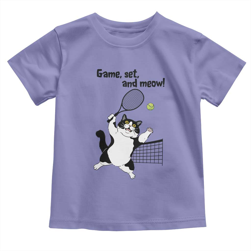 Funny Chubby Cat Tennis Toddler T Shirt Game Set And Meow - undefined