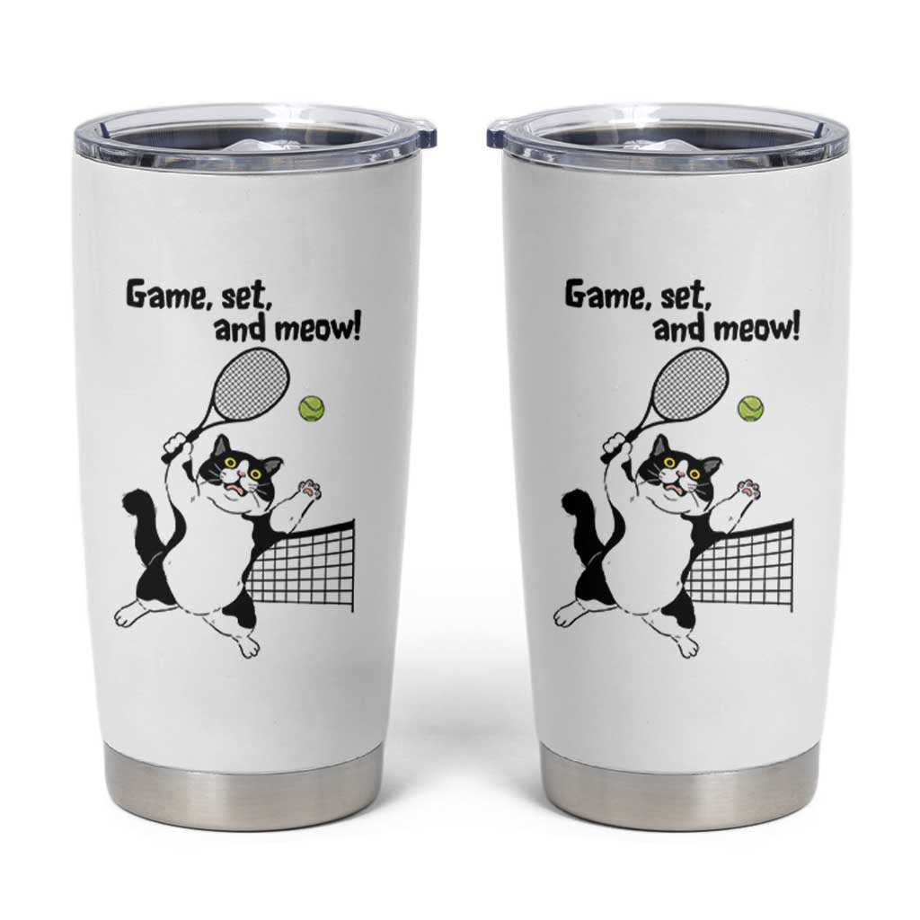 Funny Chubby Cat Tennis Tumbler Cup Game Set And Meow - Wonder Print Shop