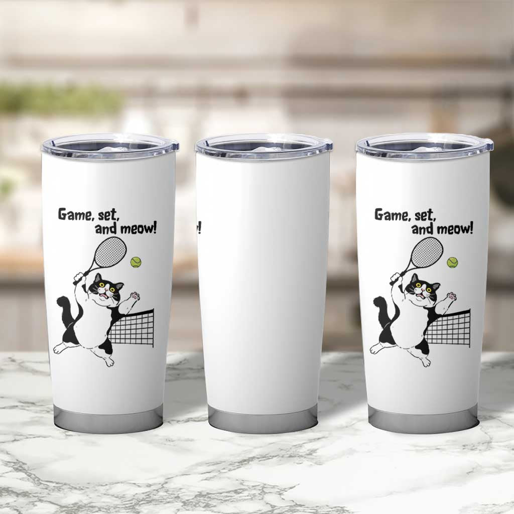 Funny Chubby Cat Tennis Tumbler Cup Game Set And Meow - Wonder Print Shop