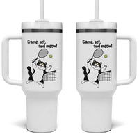 Funny Chubby Cat Tennis Tumbler With Handle Game Set And Meow - Wonder Print Shop