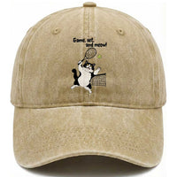 Funny Chubby Cat Tennis Washed Cotton Baseball Cap Game Set And Meow