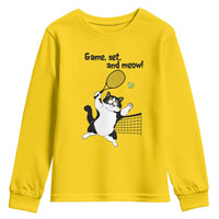 Funny Chubby Cat Tennis Youth Sweatshirt Game Set And Meow - Wonder Print Shop