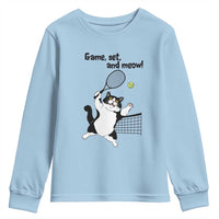 Funny Chubby Cat Tennis Youth Sweatshirt Game Set And Meow - Wonder Print Shop