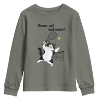 Funny Chubby Cat Tennis Youth Sweatshirt Game Set And Meow - Wonder Print Shop