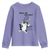 Funny Chubby Cat Tennis Youth Sweatshirt Game Set And Meow - Wonder Print Shop