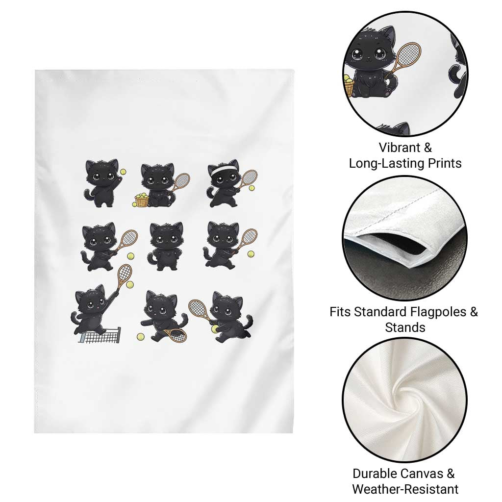 Funny Tennis Game Day Cat Garden Flag Tennis Player Gift - Wonder Print Shop