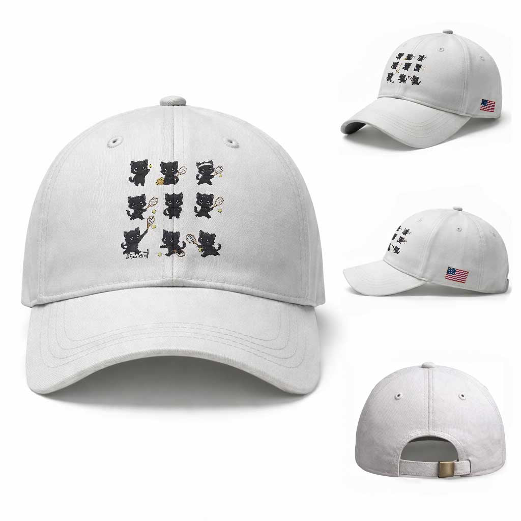 Funny Tennis Game Day Cat Baseball Cap Tennis Player Gift