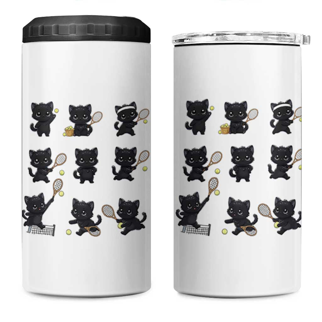 Funny Tennis Game Day Cat 4 in 1 Can Cooler Tumbler Tennis Player Gift - Wonder Print Shop