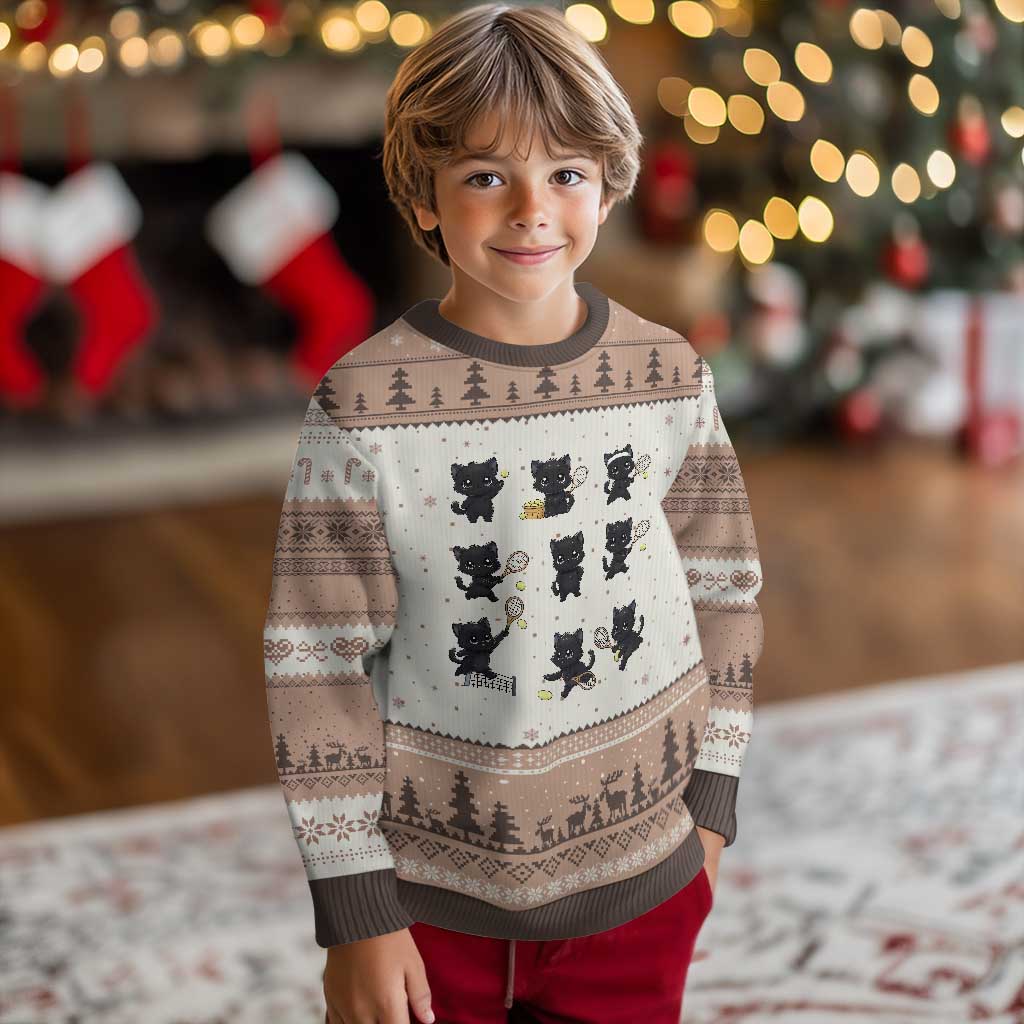 Funny Tennis Game Day Cat Ugly Christmas Sweater Tennis Player Gift - Wonder Print Shop