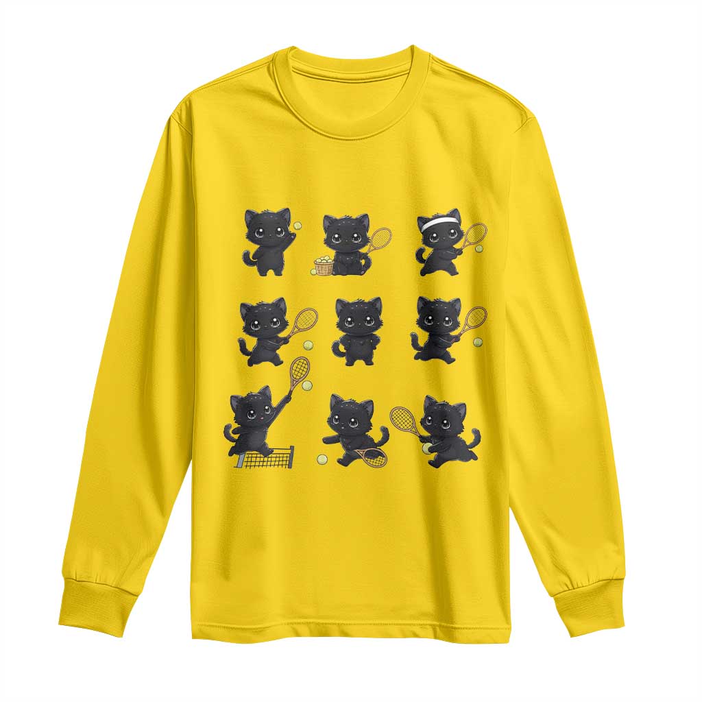 Funny Tennis Game Day Cat Long Sleeve Shirt Tennis Player Gift - Wonder Print Shop