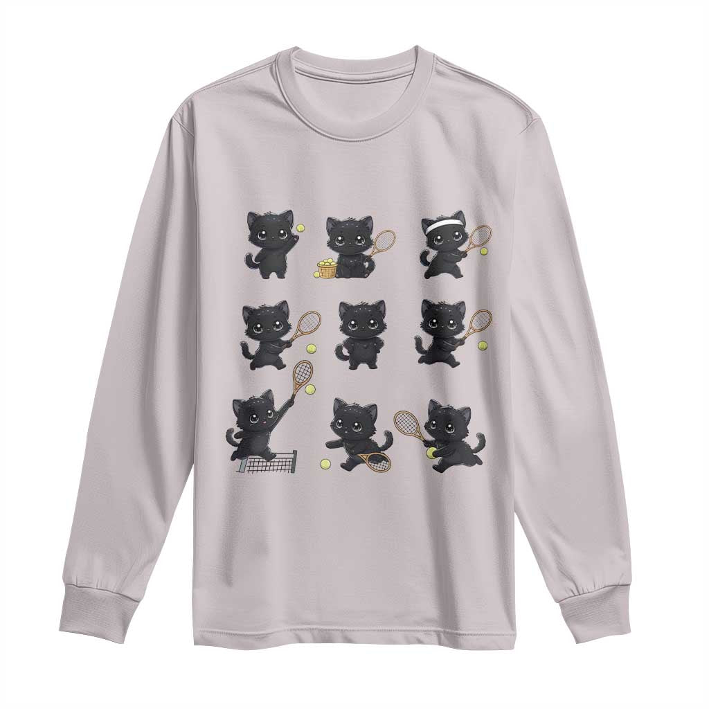 Funny Tennis Game Day Cat Long Sleeve Shirt Tennis Player Gift - Wonder Print Shop