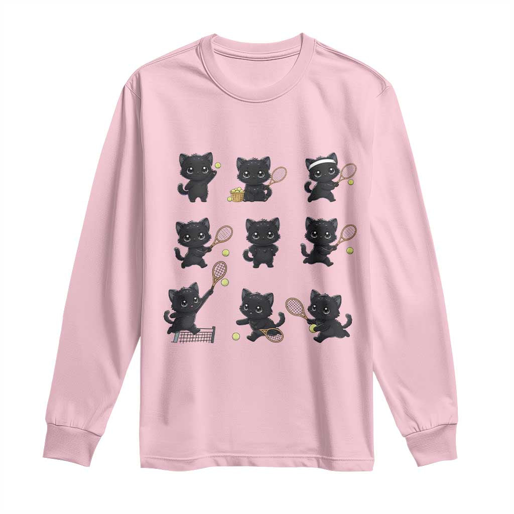Funny Tennis Game Day Cat Long Sleeve Shirt Tennis Player Gift - Wonder Print Shop