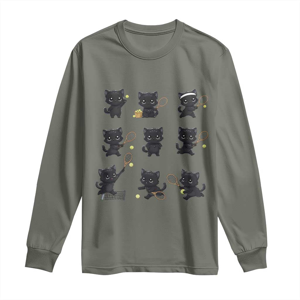 Funny Tennis Game Day Cat Long Sleeve Shirt Tennis Player Gift - Wonder Print Shop