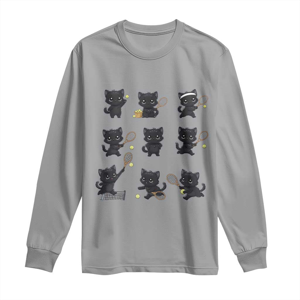 Funny Tennis Game Day Cat Long Sleeve Shirt Tennis Player Gift - Wonder Print Shop