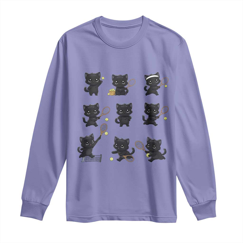 Funny Tennis Game Day Cat Long Sleeve Shirt Tennis Player Gift - Wonder Print Shop