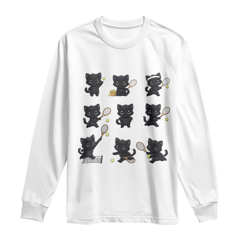 Funny Tennis Game Day Cat Long Sleeve Shirt Tennis Player Gift - Wonder Print Shop