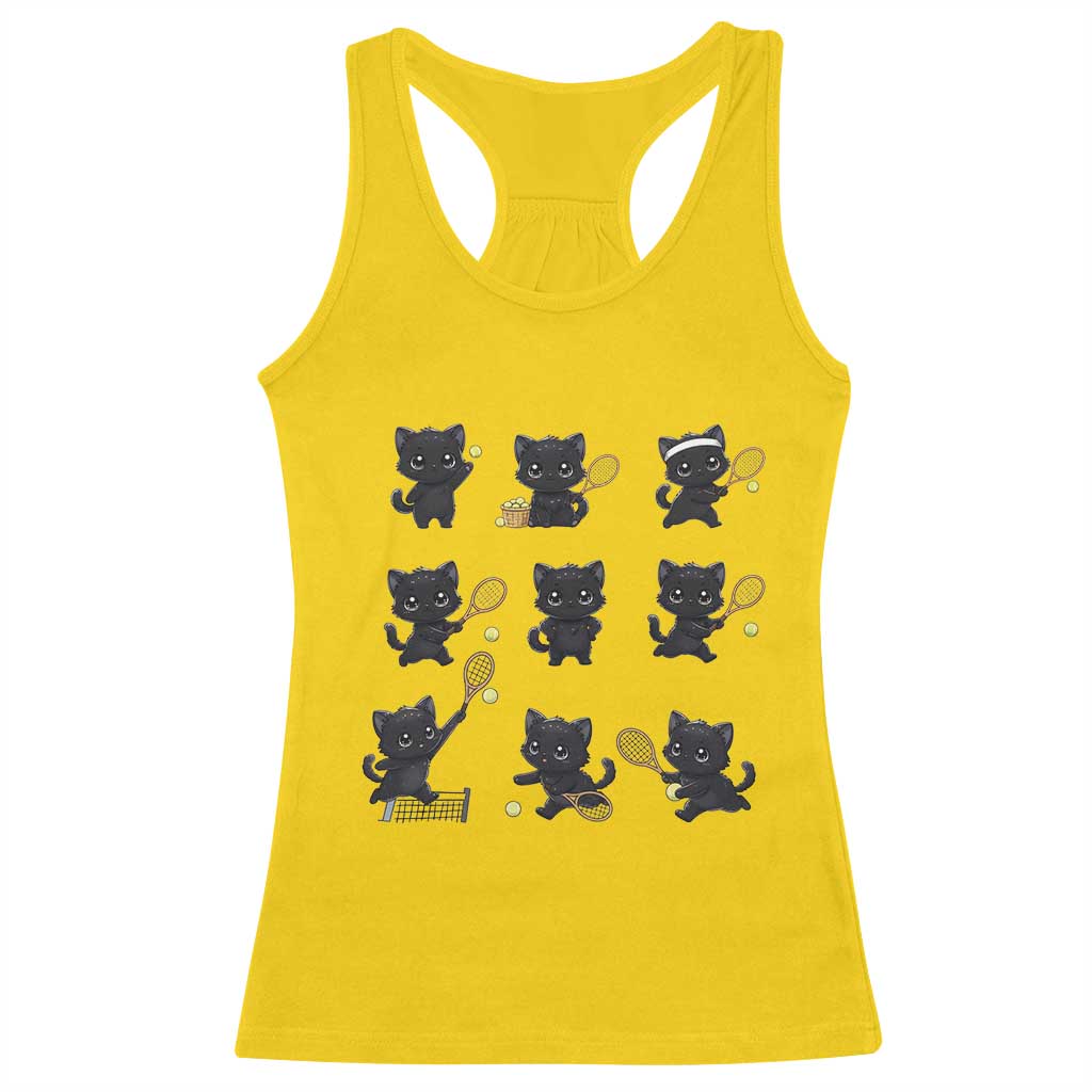 Funny Tennis Game Day Cat Racerback Tank Top Tennis Player Gift - Wonder Print Shop