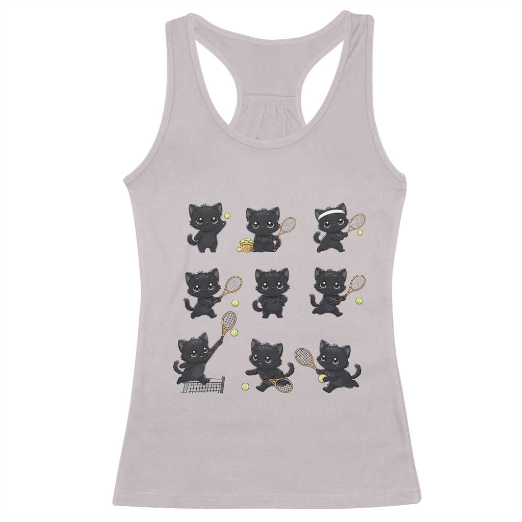 Funny Tennis Game Day Cat Racerback Tank Top Tennis Player Gift - Wonder Print Shop