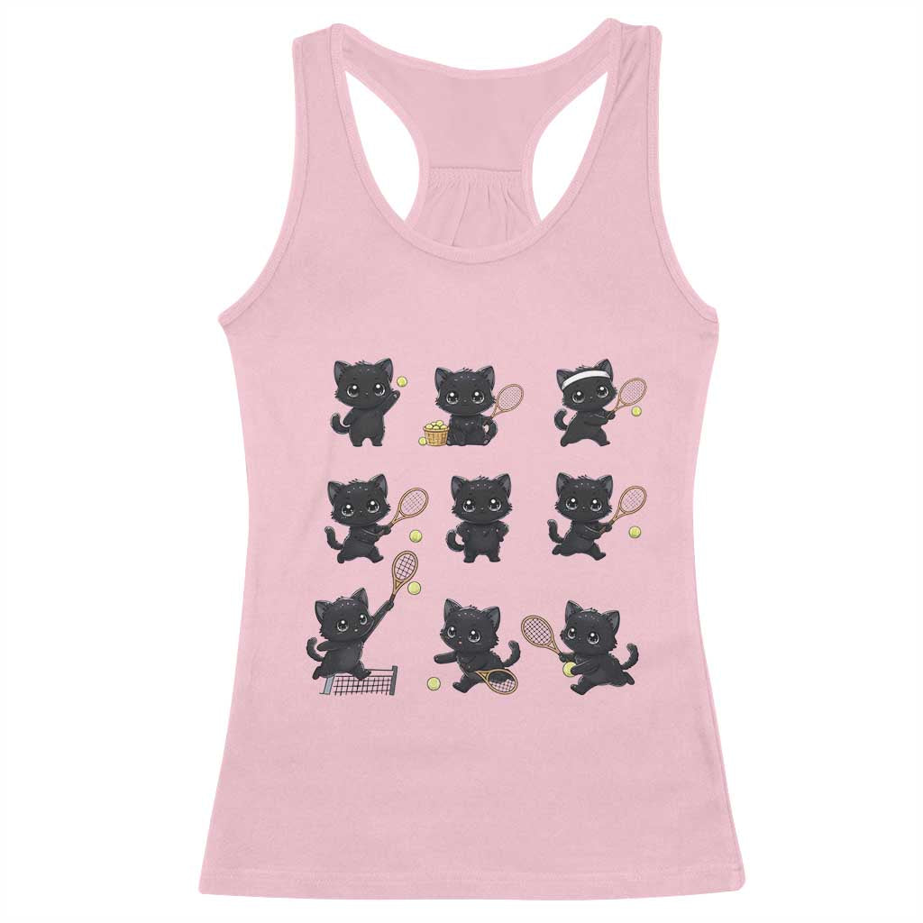 Funny Tennis Game Day Cat Racerback Tank Top Tennis Player Gift - Wonder Print Shop