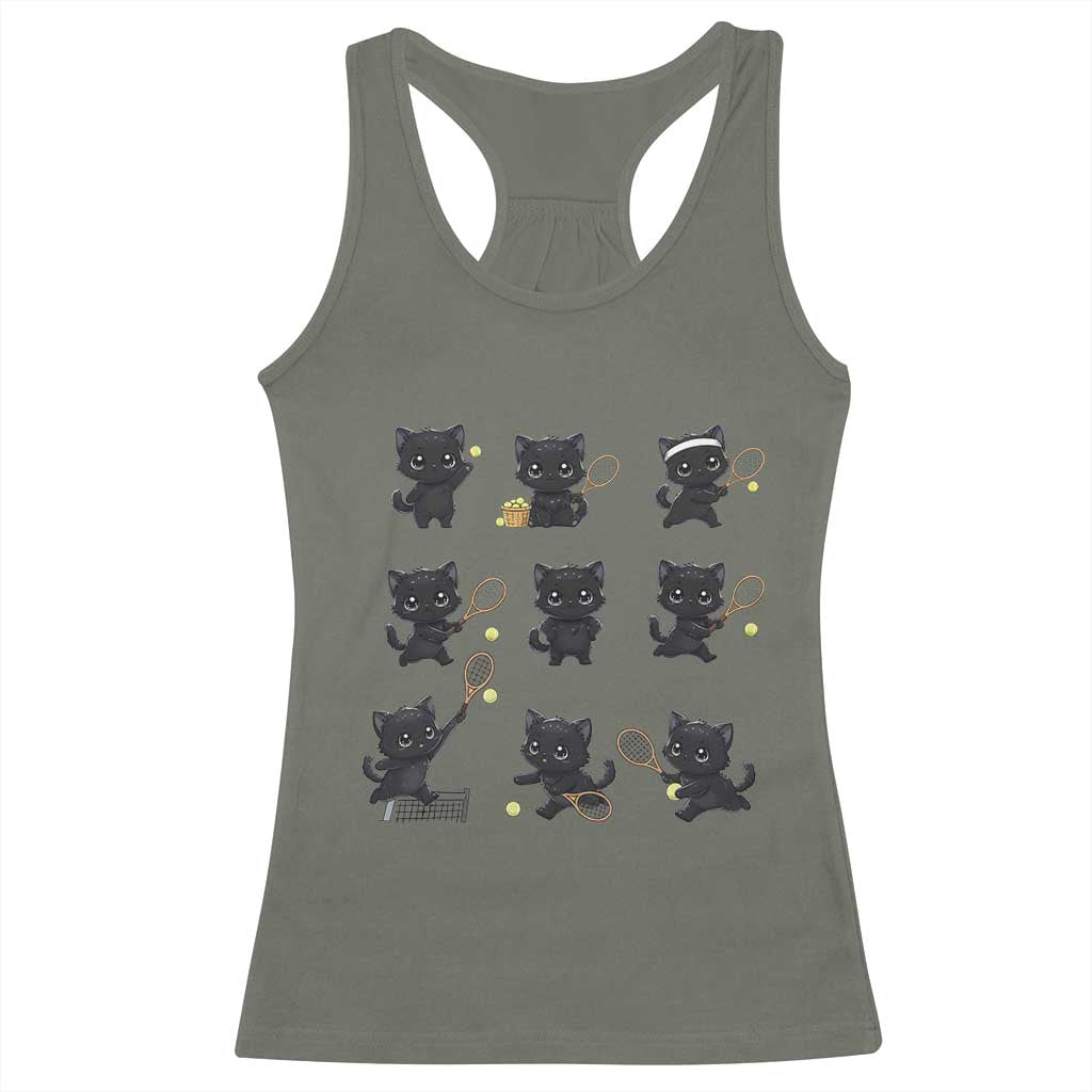 Funny Tennis Game Day Cat Racerback Tank Top Tennis Player Gift - Wonder Print Shop